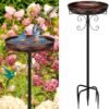 Klasikinio stiliaus metalinė paukščių girdykla-maudykla su smaigtu, 35" (89 cm)